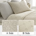 thumbnail image 4 of CozyDH 3-Piece Farmhouse Queen Quilt Set, 100% Cotton Classic Bedspread with 2 Shams, Oatmeal Vine Pattern, 4 of 16