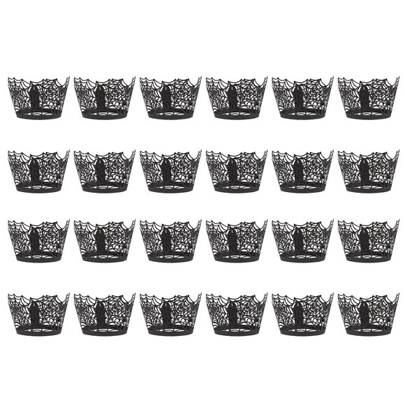 24 envoltorios huecos para decoración de tartas, papel para tartas de Halloween