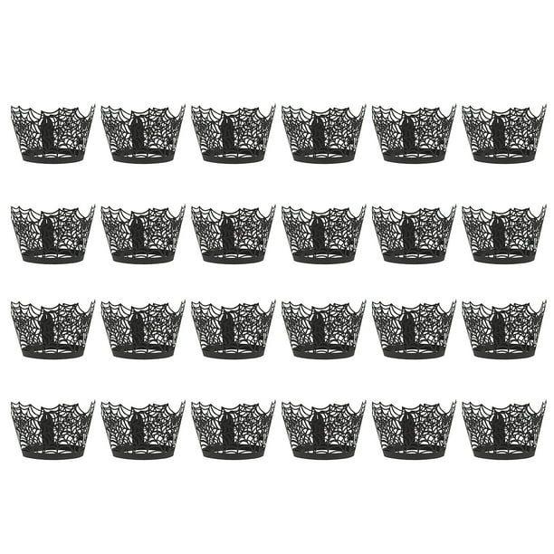 24 envoltorios huecos para decoración de tartas, papel para tartas de Halloween