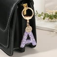 thumbnail image 4 of Initial Letter Keychain for Women, Rhinestone Alphabet L Key Chain Sparkly Keychain Charm with Heart for Backpack Handbag Car Key Accessories Lanyard, Purple, 4 of 7