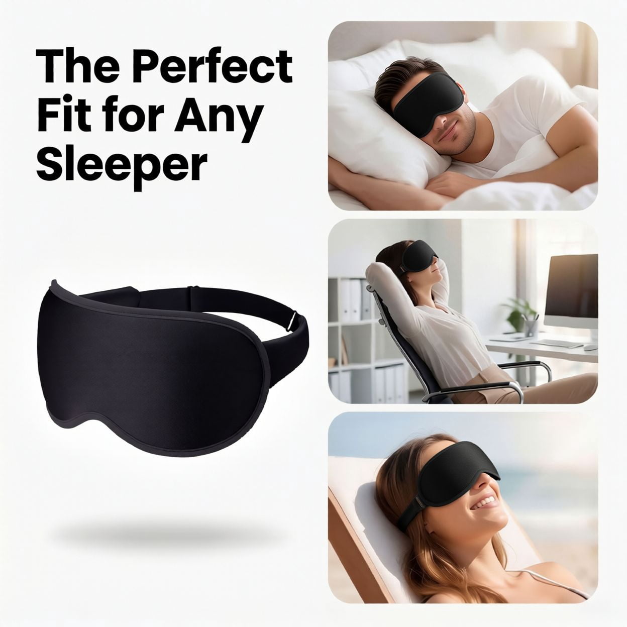 FACEMOON 2 Pack Memory Foam Weighted Sleep Mask – Gentle Pressure 100% Light Blocking | Zero Pressure Comfort Travel Design