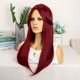 thumbnail image 4 of Nueva Peluca para Mujer de Fibra Química a la Moda, Figura de Flequillo Rojo Vino, Cabello Largo y Liso, 4 of 10