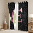 thumbnail image 3 of jejeloiu Pink Flowers Blossom Blackout Curtains Set of 2 (52x84 Each),First Letter E Window Curtains For Leopard Print Lover, 3 of 6