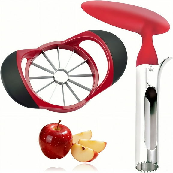 RYLZX Premium Apple  Corer and Slicer Tool, Sturdy Apple Core Remover with Upgraded Cutter & Reinforced Thicker Blade, Stainless Steel Kitchen Fruit Gadget-(Red)