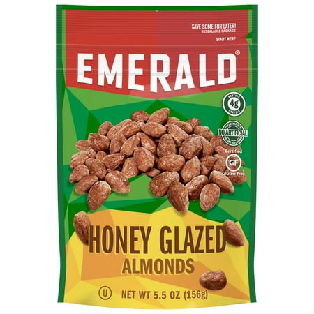 - Emerald Nuts Honey Glazed Almonds, 5.5 Oz Resealable Bag