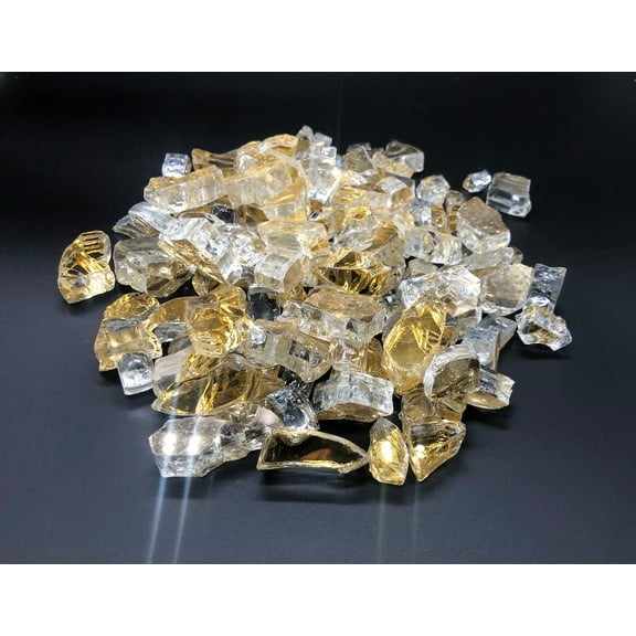 Element Fire Glass Large Gold Reflective Fire Glass 25lb - Gold Fire Glass Rocks