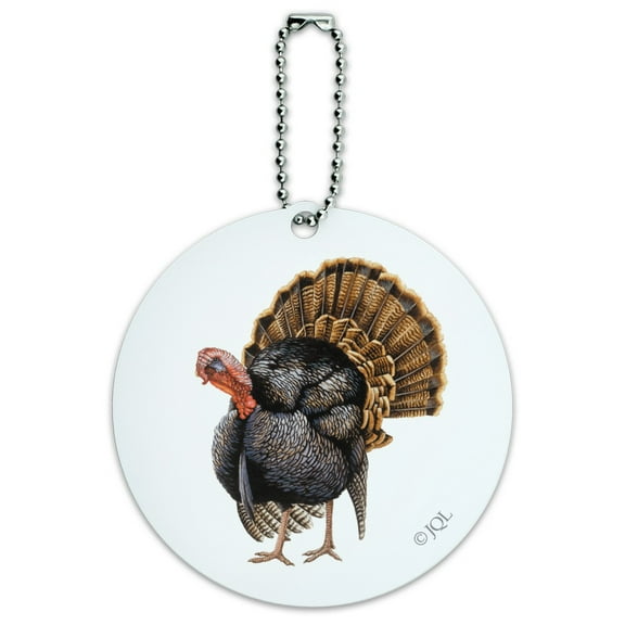 Tom the Awesome Wild Turkey Round Luggage ID Tag Card Suitcase Carry-On