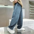 thumbnail image 6 of WMQPNNS Boys Cargo Baggy Denim Pants Boys Jeans Size 16 Elastic Waist Wide Loose Retro Jeans Casual Y2K Jeans Streetwear with Pockets(Size 12-13 Years, Sky Blue-1), 6 of 9