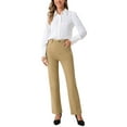thumbnail image 2 of Pantalones de trabajo rectos para mujer INSPIRE CHIC, pantalones casuales de alta elasticidad, pantalones de oficina, talla XS, color caqui, 2 of 5