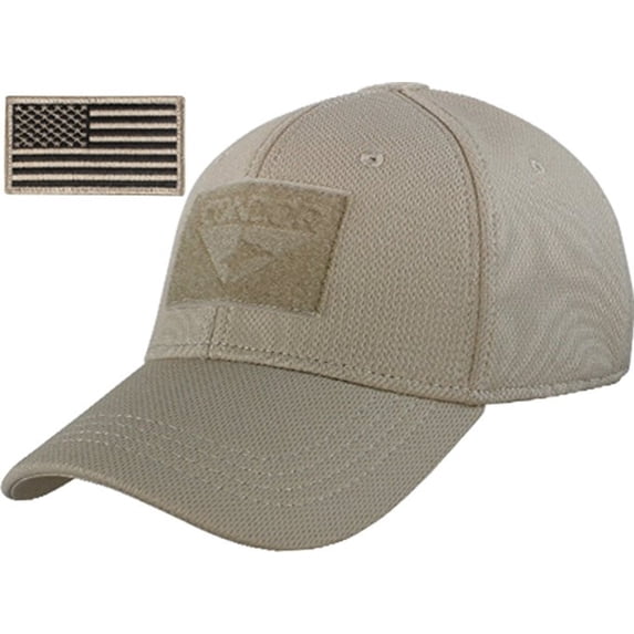 Condor Outdoor Flex Tactical Cap Tan Small/Medium with US Flag Patch