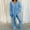 1-Blue, variant on SELONE Lounge Sets for Women Two Piece Outfits Two Piece Outfits Long Sleeve Solid Color Tops With High Waist Pants Baggy Warm Pajama Sets 1-Blue S