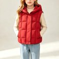 thumbnail image 5 of LOINRODI Girls Puffer Vest, Hooded Quilted Sleeveless Snap Button Warm Padded Outerwear for Cold Weather Red Size 12-13, 5 of 9