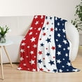 thumbnail image 5 of Patriotic Throw Blanket Twin Size 4th of July Memorial Day Fourth of July Blanket Couch Sofa Bed Soft Fleece Blankets Stars and Stripes White Blue Independence Veteran Day Blanket 60x80, 5 of 6