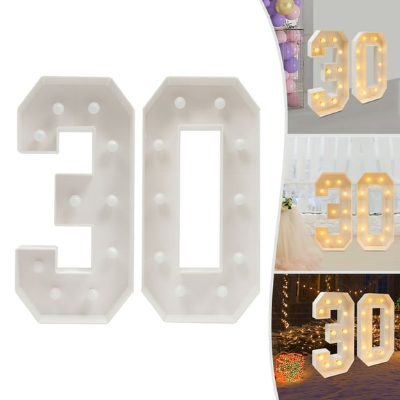 30 Light Up Numbers 39.37in Height LED Lighting Numbers 30th Birthday Party Decoration