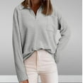 thumbnail image 2 of Elainilye Fashion Under Scrub Shirts Long Sleeve Women Spring V-Neck Pocket Bottom Shirt Solid Casual Pullover Top Blouse,Gray, 2 of 6