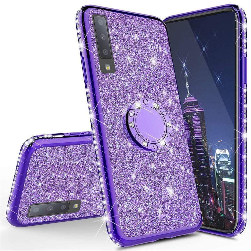 Samsung Galaxy A21 Glitter Phone Case, Ring Kickstand Girls Women ...