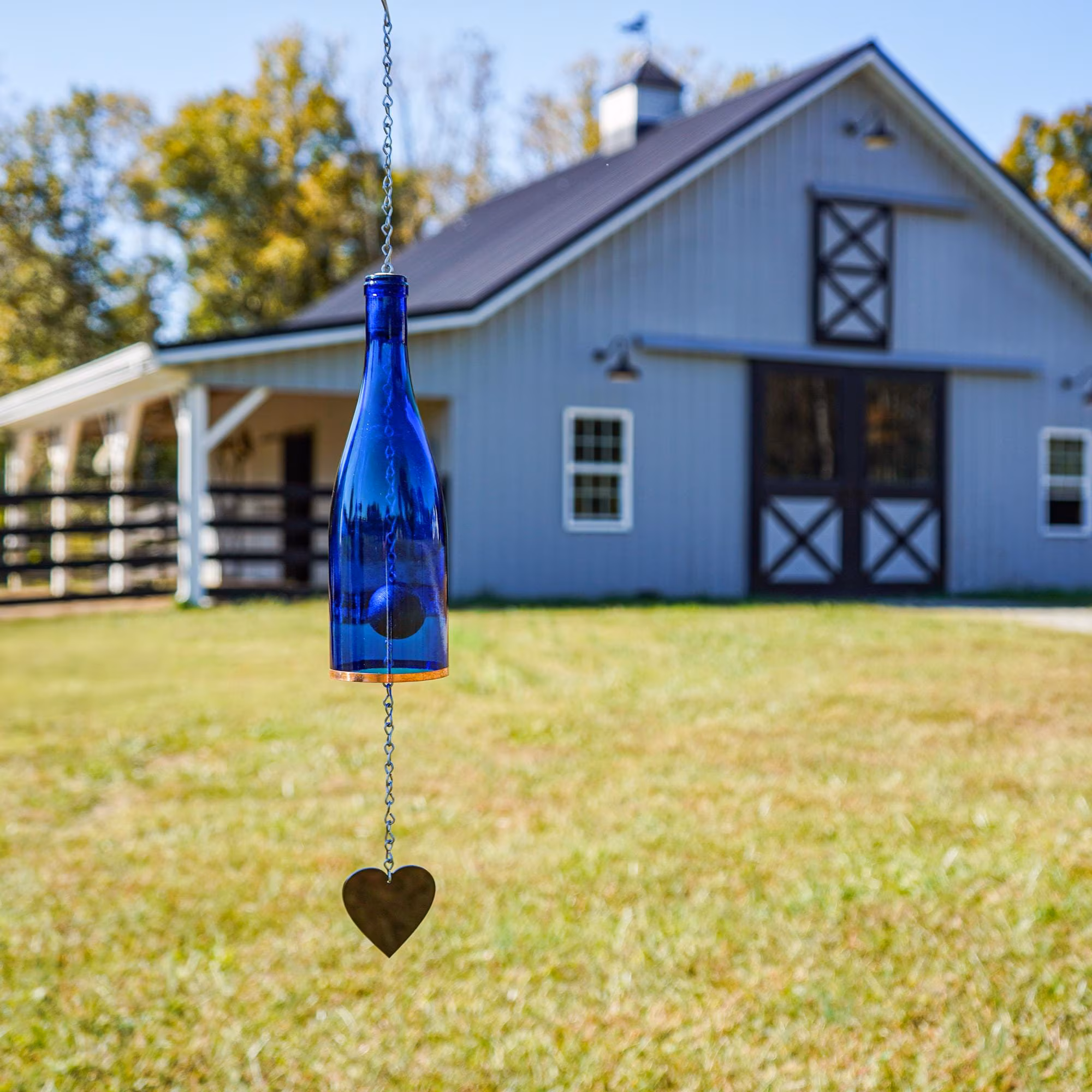 Cobalt Blue Wine Bottle Wind Chime