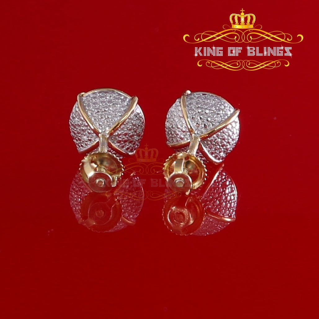 King of Bling's 0.30ct Round 925 Sterling Silver 0.30ct Diamond For Women's/ Men's Yellow Stud Earrings