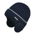thumbnail image 1 of Women Men Winter Beanie Hat Solid Color Unisex Knit Wool Hat Thickened Ribbed Fleece Lined Hat with Earflaps, 1 of 10