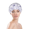 thumbnail image 3 of Kll Bouquet And Lavender Flowers Pattern Shower Cap & Bath Cap For Women,Reversible Oversized Waterproof Shower Caps For All Hair Lengths,Elastic Reusable Bathing Hair Cap, 3 of 9