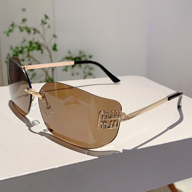KAMMPT-gafas de sol de Metal sin montura para mujer, lentes de sol con diseño de marca Original, estilo Punk, para conducir, para vacaciones y playa
