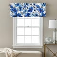 thumbnail image 3 of Blue Flower Valance Curtain for Windows Watercolor Gradient Blue White Floral Grey Leaf Rod Pocket Curtain Valances Short Window Treatments Panels for Kitchen Bathroom Laundry Basement 60 x 18 Inch, 3 of 9