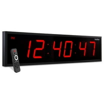 Ivation Large Digital Clock, 72" Led Wall Clock with Stopwatch, Alarms, Timer, Temp & Remote, Red