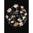 thumbnail image 2 of Women's Floral Print Casual Crew Neck T-Shirt - Short Sleeve, Stretchy Polyester Blend, Black with Golden & White Circular Flower Design, Comfortable Summer Top for Casual Attire, Ladies T Shirts, 2 of 6