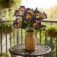 thumbnail image 2 of Oioii 13.38in Artificial Crabapple Blossoms, Lifelike Fake Floral Stems for Wedding Decor, Living Room Ornaments and Artistic Floral Arrangements,Purple, 2 of 6