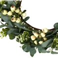 thumbnail image 3 of Corona de eucalipto verde, corona de hojas de eucalipto artificial con bayas grandes, corona de vegetación de primavera/verano para decoración de ventana de pared de puerta delantera-20 pulgadas Adepaton WMPH-734, 3 of 6