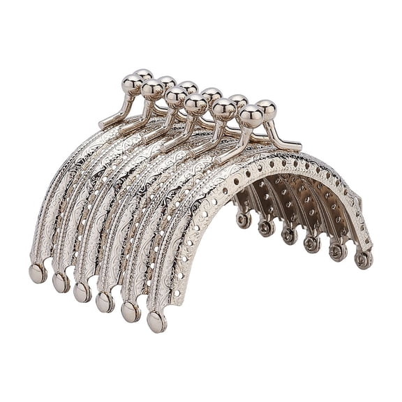 6pcs Purse Clasp Frame 3.3 Inch Bag Kiss Clasp Lock Metal Purse Frame Small Coin Bag Clasp for DIY Purse Making Bag Handle Sewing Craft DIY Platinum