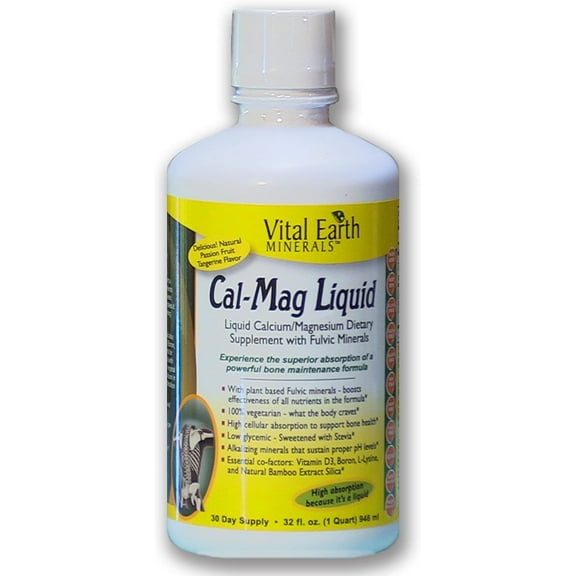 Vital Earth Minerals Calcium Magnesium Liquid Natural Wild Berry Flavor 32 oz