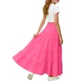 thumbnail image 3 of BLTIBY Girls Cute Bowknot Maxi Skirts 2026 Summer Casual Elastic High Waist A-Line Boho Skirt Beach Vacation Outfits Hot Pink 12-13Years, 3 of 8