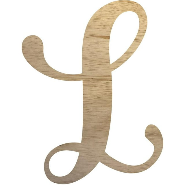 Wooden Letter Cursive L, Unfinished 8'' Craft Wood Letter, Paintable