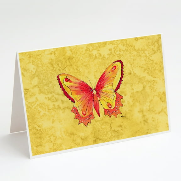 Butterfly on Yellow Greeting Cards and Envelopes Pack of 8