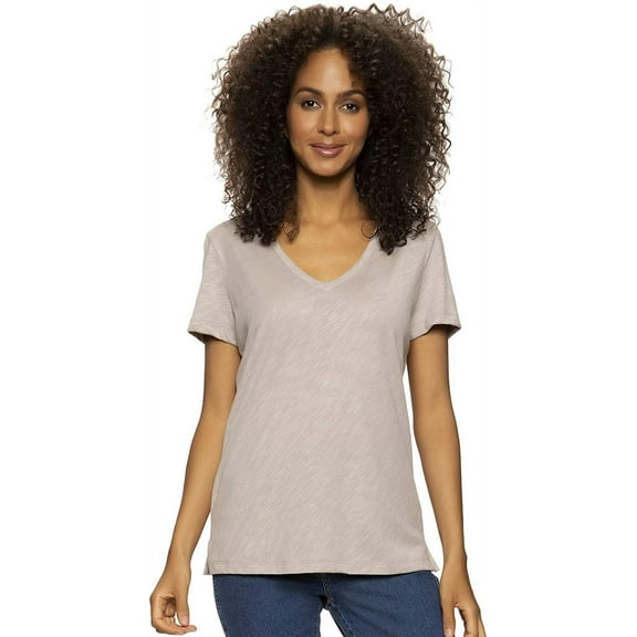 Felina Slub Jersey V-Neck Tee Short Sleeve T-Shirt, Atmosphere, XXL