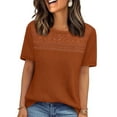 thumbnail image 2 of Rvasteizo Womens Summer Short Sleeve Round Neck Blouses Shirts Solid Color Short Sleeve Round Neck Nature Print Casual Top, 2 of 5