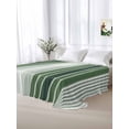 thumbnail image 5 of Dark Green Ombre Stripe Full Size Flat Sheet, Wrinkleproof & Fadeproof Cooling Flat Bed Sheet Only, Farmhouse Simple Striped Breathable Soft Bedding Top Sheets 81 x 96 Inches, 5 of 8