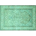 thumbnail image 1 of Ahgly Company Machine Washable Indoor Rectangle Persian Turquoise Blue Traditional Area Rugs, 7' x 9', 1 of 4