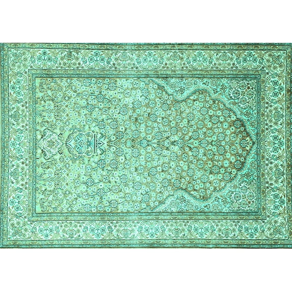 Ahgly Company Indoor Rectangle Persian Turquoise Blue Traditional Area Rugs, 3' x 5'