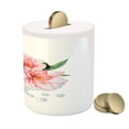 thumbnail image 3 of Shabby Flora Piggy Bank, Watercolor Style Peony Anemone Flowers Peacock Feather and Beads Image, Ceramic Coin Bank Money Box for Cash Saving, 3.6" X 3.2", Multicolor, by Ambesonne, 3 of 4