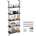 thumbnail image 3 of KFFKFF 5-Tier Ladder Shelf, 24x11.8in, Wall-Mounted Open Bookshelf with Metal Frame, Storage Rack for Kitchen, Bedroom, Bathroom, Living Room, Black, 3 of 9
