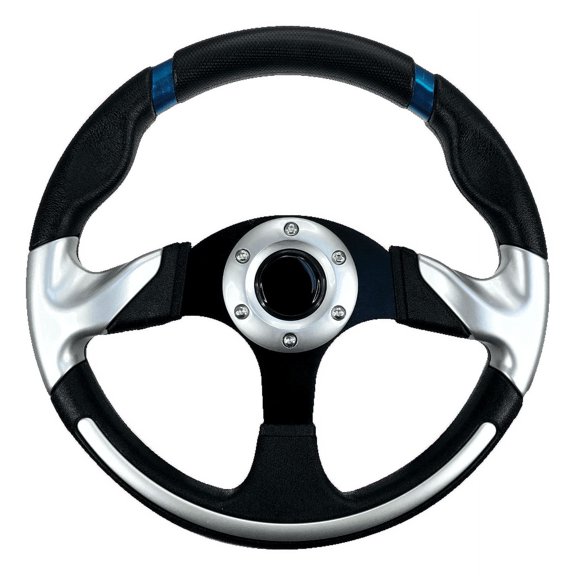 Pactrade Marine Boat Pontoon Non- Magnetic Steering Wheel Aluminum Frame Polyurethane (PU) Sleeves 3 Spokes 12-1/2" Diameter Aluminum Hub with 3/4" Tapered Bore (Black)