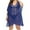Blue, variant on EQWLJWE Plus Size Swimsuit Cover Ups for Women,V Neck Short Sleeve Hollow Out Split Loose Beach Bathing Suit Cover Up Gift Gray Free Size