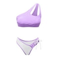 thumbnail image 4 of UJNDER Swimsuits for Women Women's High Waist Bikini Two Piece Set One Shoulder Tie Bikini with Support for Beach Women’s Swimwear Purple M, 4 of 5