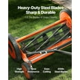 thumbnail image 5 of 18" 5-Blade Manual Push Reel Lawn Mower with Grass Catcher, Height Adjustment & 4 Wheels for Low-Maintenance Lawn Care, 5 of 11