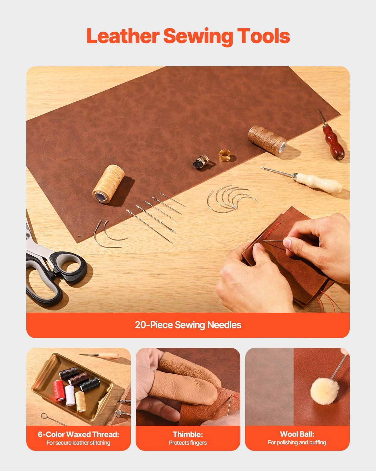 72-Piece Leather Working Set - Essential Stamping, Punching, Engraving & Sewing Tools for Beginners & Pros