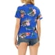thumbnail image 3 of CAMISAS DE MUJER INSPIRADAS CHIC Hawaianas de Manga Corta Tropical Floral con Botones M Azul Real, 3 of 7