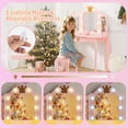 thumbnail image 4 of GLACER Girls Vanity Set with Mirror and Stool and Lights, 2 in 1 Wooden  Makeup Vanity Desk with 3 Lighting Modes & Storage Drawer, Kids Vanity Table and Chair Set (Pink), 4 of 9