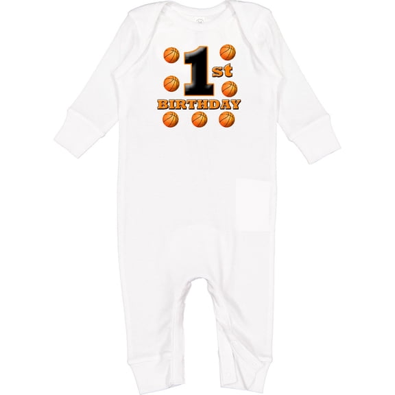 Inktastic 1st Birthday Basketball Baby Romper Coveralls